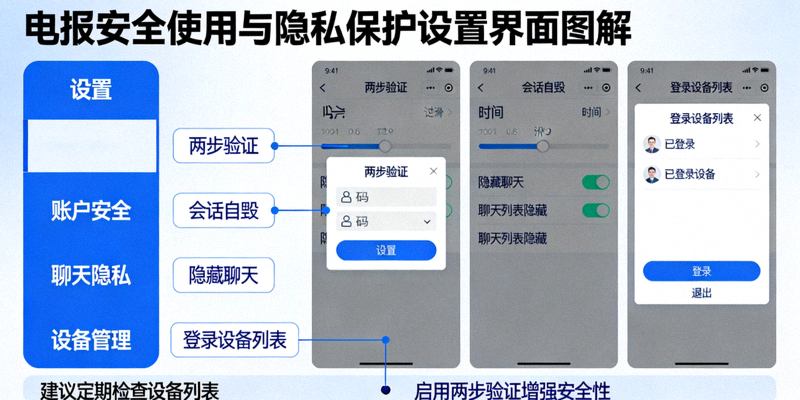 电报安全使用与隐私保护设置界面详细图解