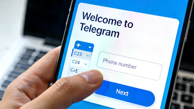 Telegram首次登录注册界面截图 - 显示手机号输入框