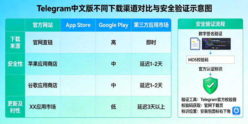 Telegram中文版官网、应用商店及第三方下载渠道安全对比分析图解